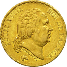 France, Louis XVIII, 40 Francs, 1816, Lille, EF(40-45), Gold, KM 713.6