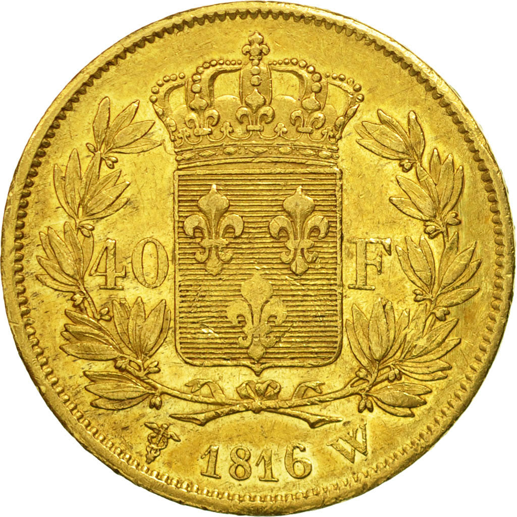 France, Louis XVIII, 40 Francs, 1816, Lille, EF(40-45), Gold, KM 713.6