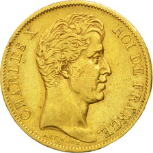 Moneda, Francia, Charles X, 40 Francs, 1828, Paris, BC+, Oro, KM:721.1