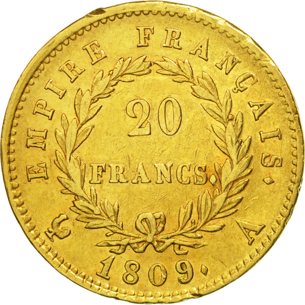 France, Napoléon I, 20 Francs, 1809, Paris, EF(40-45), Gold, KM:695.1