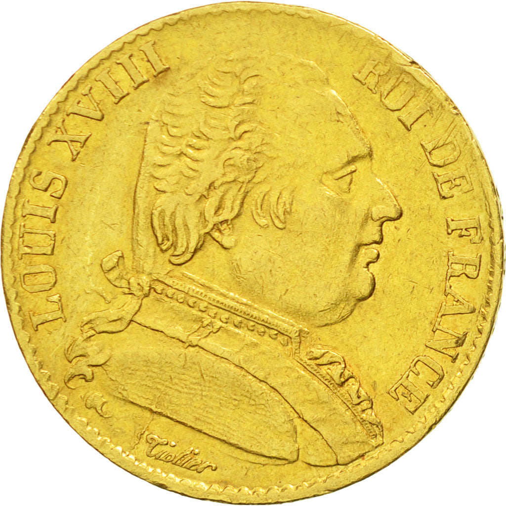 Monnaie, France, Louis XVIII, Louis XVIII, 20 Francs, 1814, Lille, TTB, Or