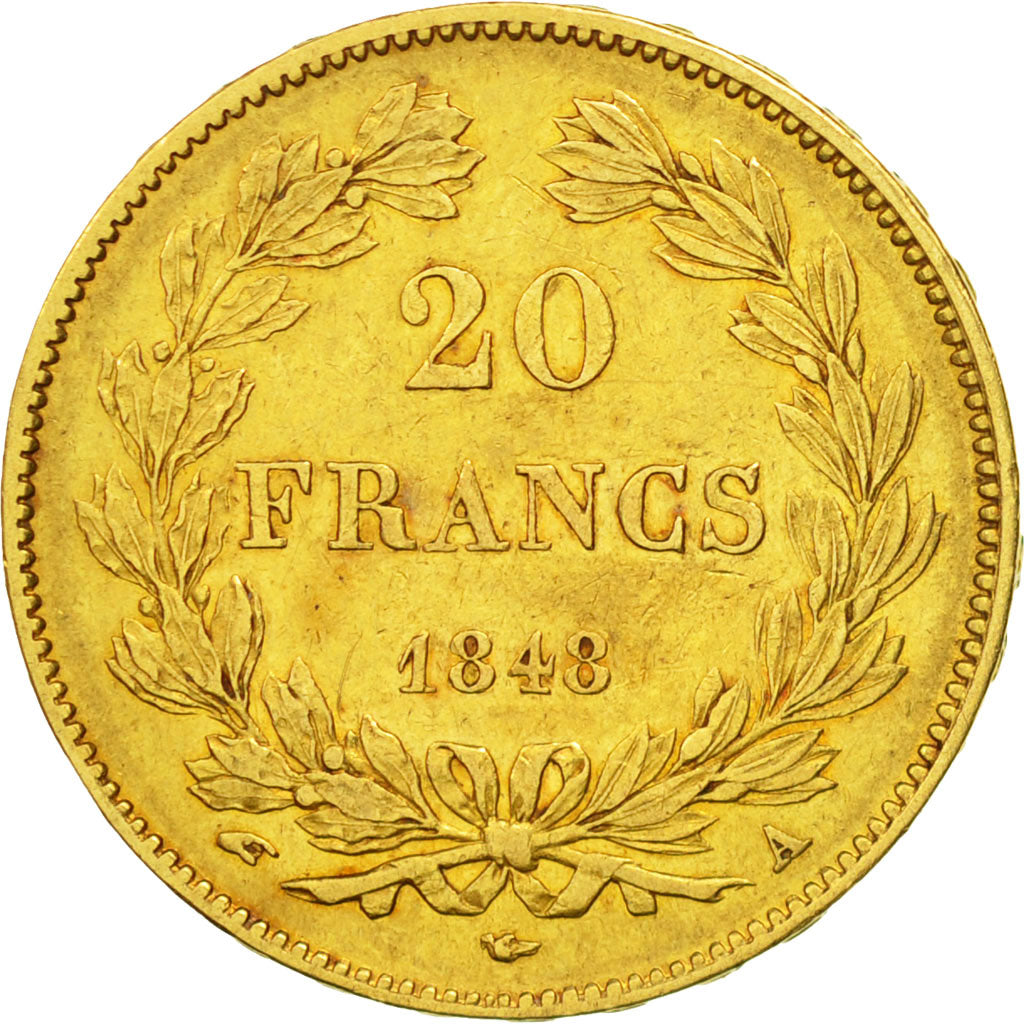 Frankreich, Louis-Philippe, 20 Francs, 1848, Paris, SS+, Gold, KM:750.1