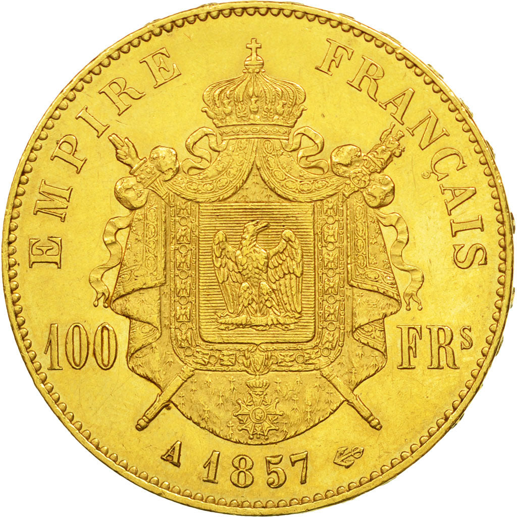 Francia, Napoleon III, 100 Francs, 1857, Paris, BB+, Oro, KM 786.1