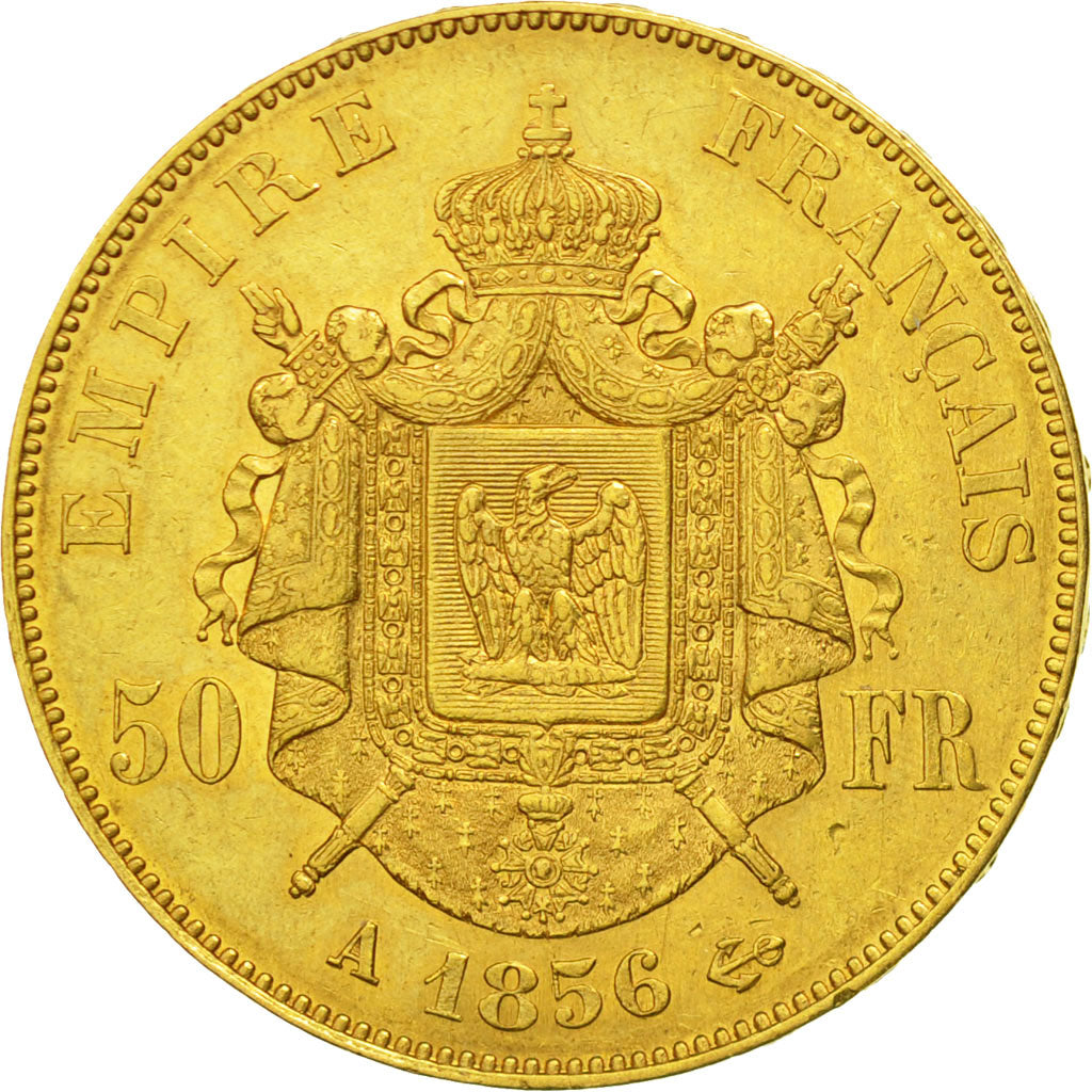 France, Napoleon III, 50 Francs, 1856, Paris, EF(40-45), Gold, KM 785.1
