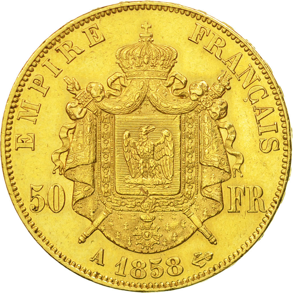 Munten, Frankrijk, Napoleon III, Napoléon III, 50 Francs, 1858, Paris, ZF+