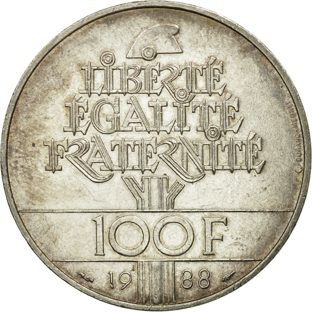 France, Fraternité, 100 Francs, 1988, AU(50-53), Silver, KM:966, Gadoury:903