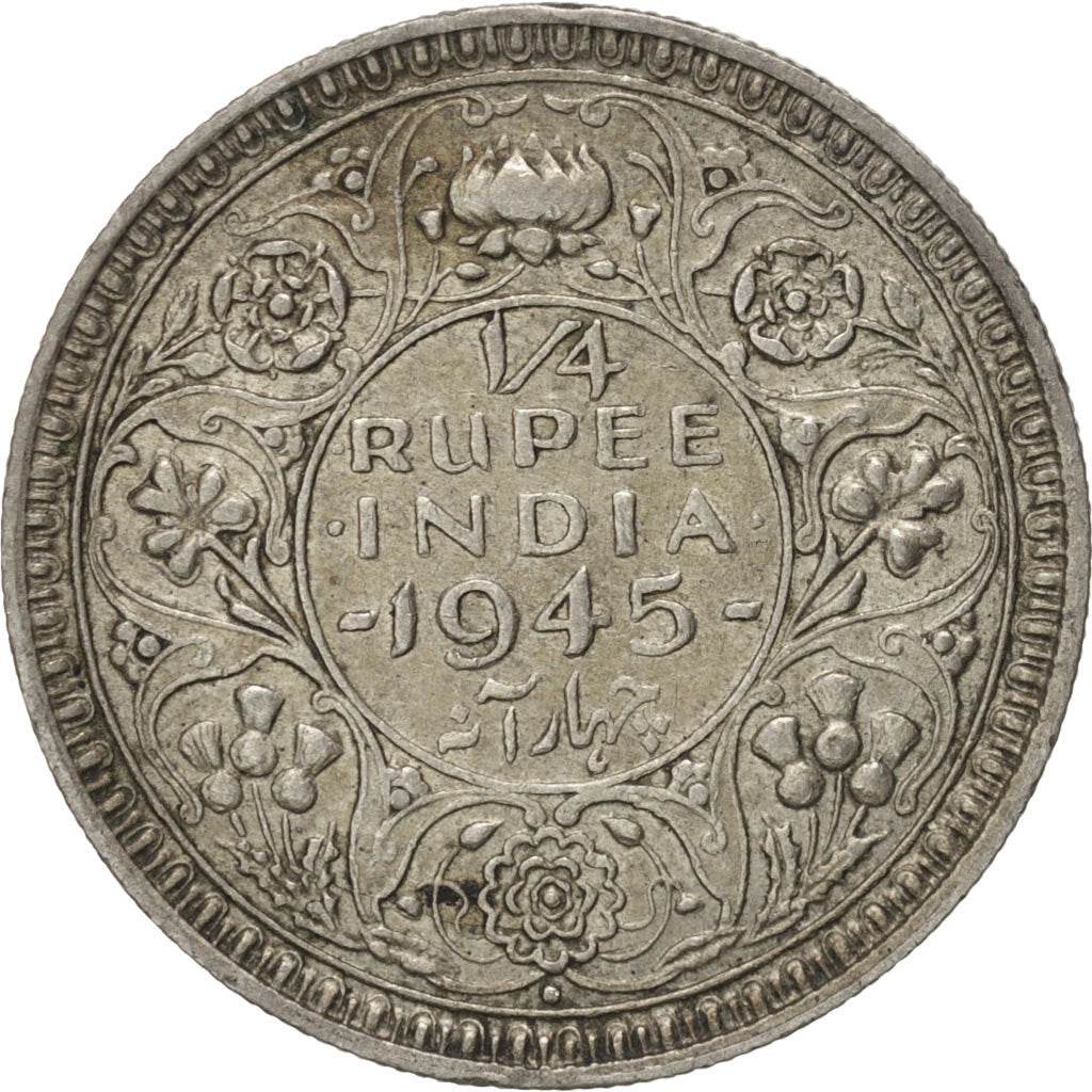 INDIA-BRITISH, George VI, 1/4 Rupee, 1945, Bombay, Silber, KM:547