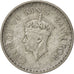 Moneda, INDIA BRITÁNICA, George VI, 1/4 Rupee, 1944, Bombay, MBC, Plata, KM:547