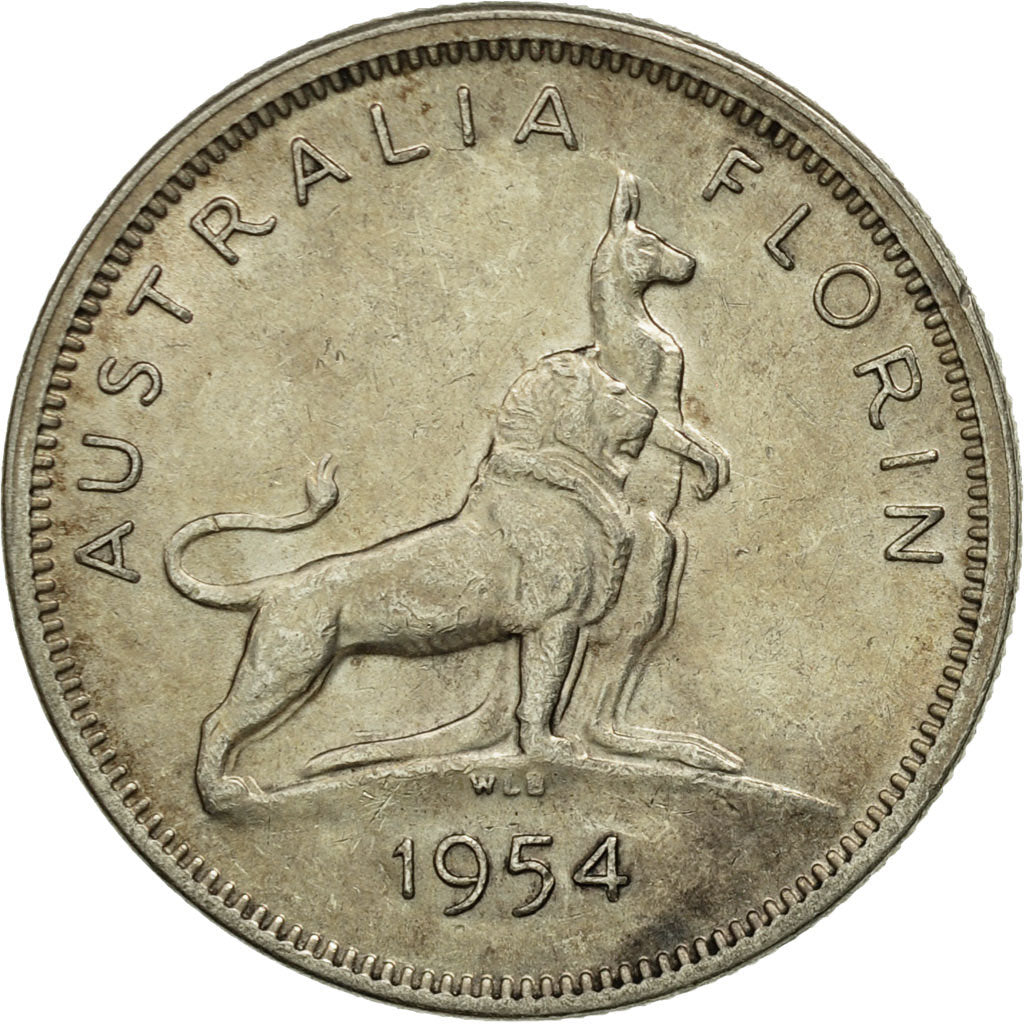 Monnaie, Australie, Elizabeth II, Florin, 1954, Melbourne, TTB+, Argent, KM:55
