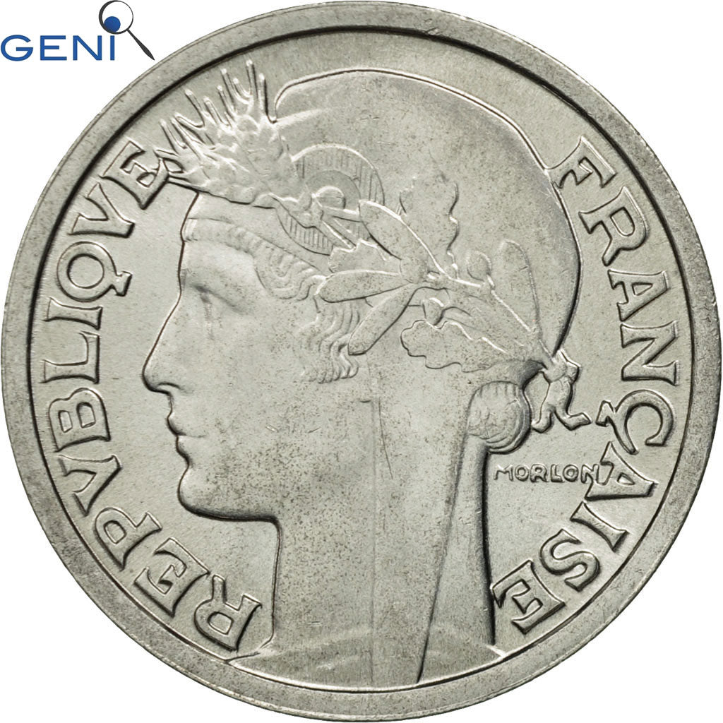 Coin, France, Morlon, 2 Francs, 1959, GENI, MS64, Aluminum, KM:886a.1, graded