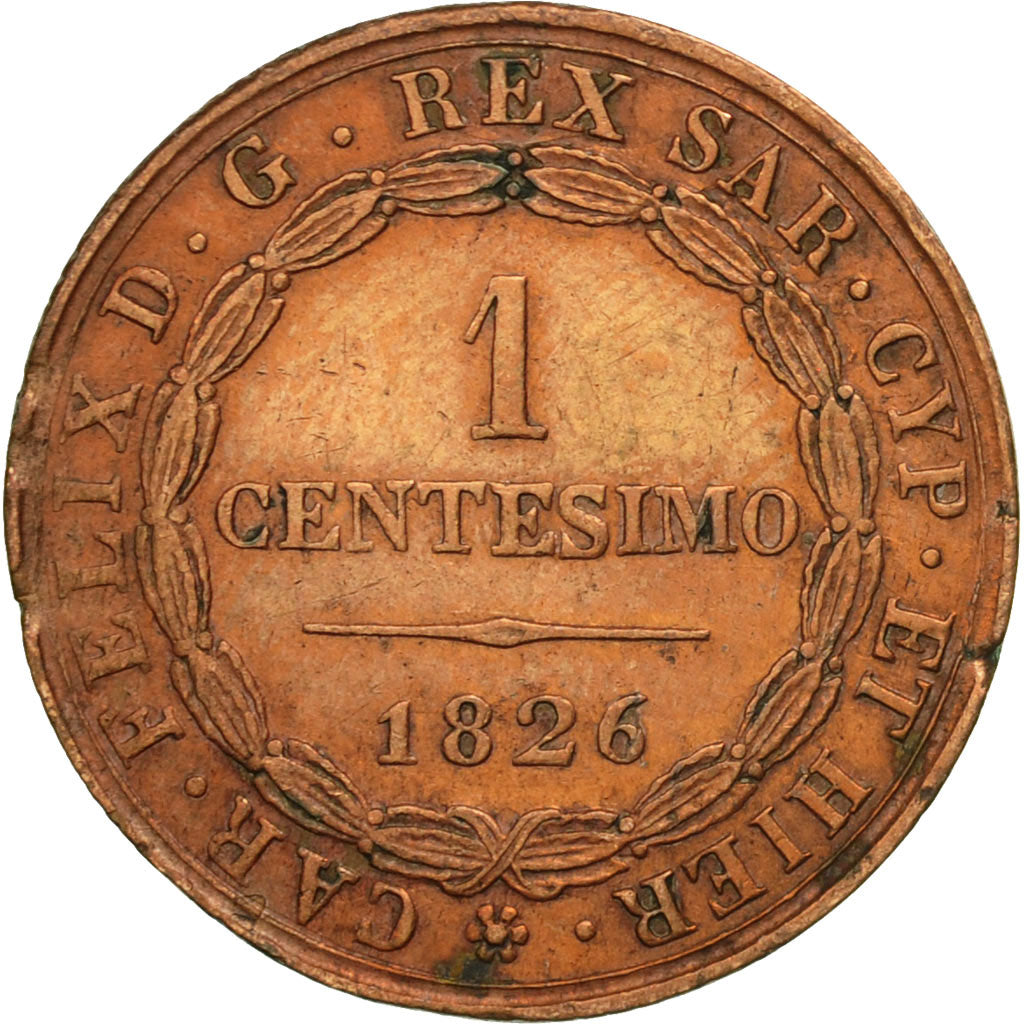 États italiens, SARDINIA, Carlo Felice, Centesimo, 1826, Torino, TTB, KM 125.1