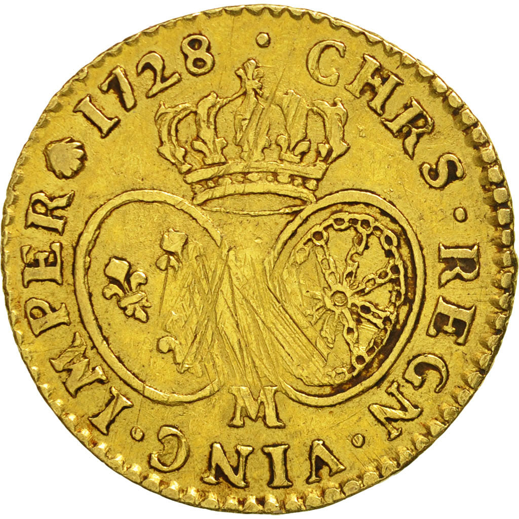 France, Louis XV, Louis d'or aux lunettes, 1728, Toulouse, TB, Or, Gadoury 340