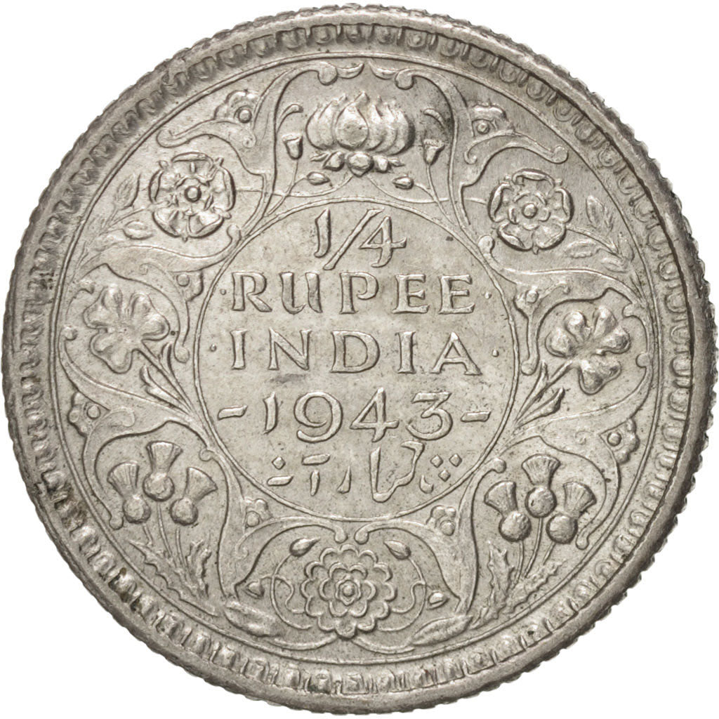 Moneta, INDIA - BRITANNICA, George VI, 1/4 Rupee, 1943, SPL-, Argento, KM:546