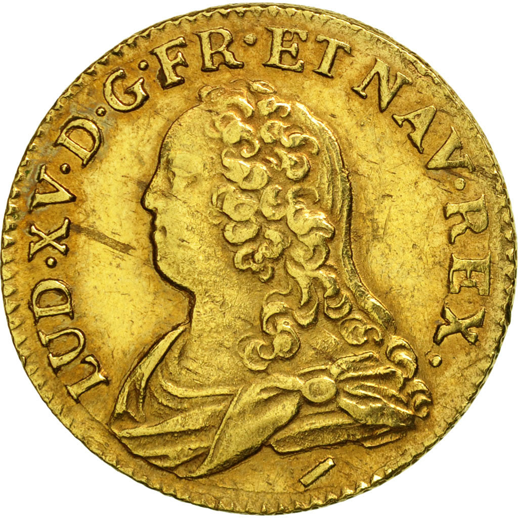 France, Louis XV, Louis d'or aux lunettes, 1726, Lille, AU(50-53), KM 489.22
