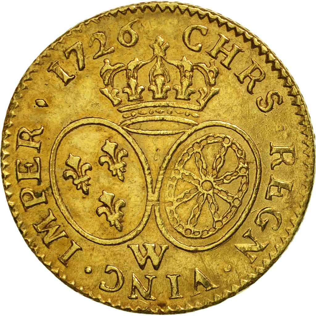 France, Louis XV, Louis d'or aux lunettes, 1726, Lille, AU(50-53), KM 489.22