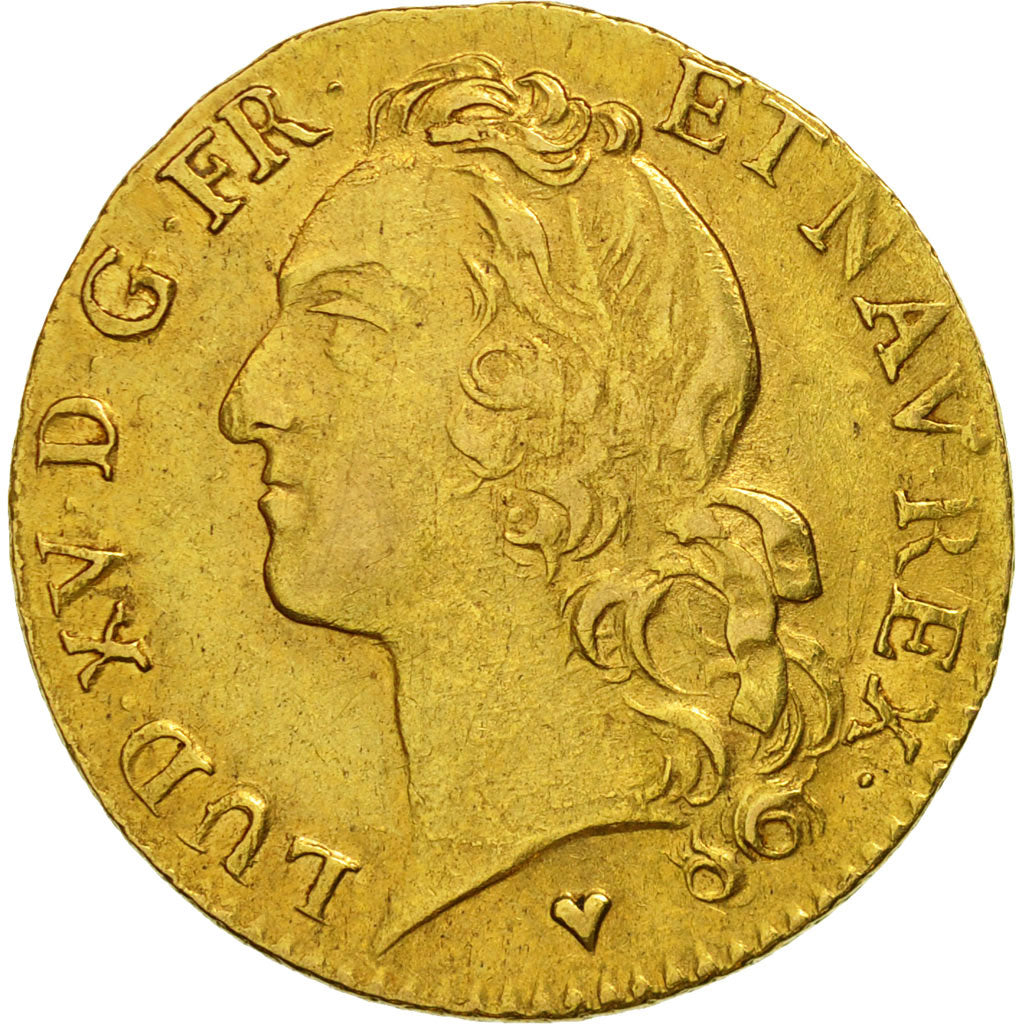 France, Louis XV, Louis d'or au bandeau, 1744, Strasbourg, VF(30-35), KM 513.4