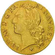 France, Louis XV, Louis d'or au bandeau, 1744, Strasbourg, VF(30-35), KM 513.4