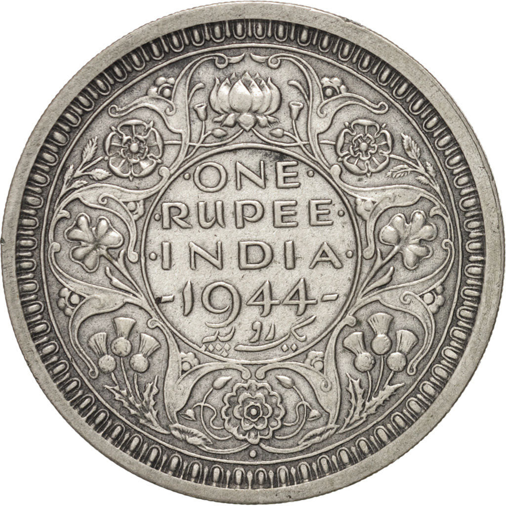 INDIA-BRITISH, George VI, 1 Rupee, 1944, Bombay, Silver, KM:557.1