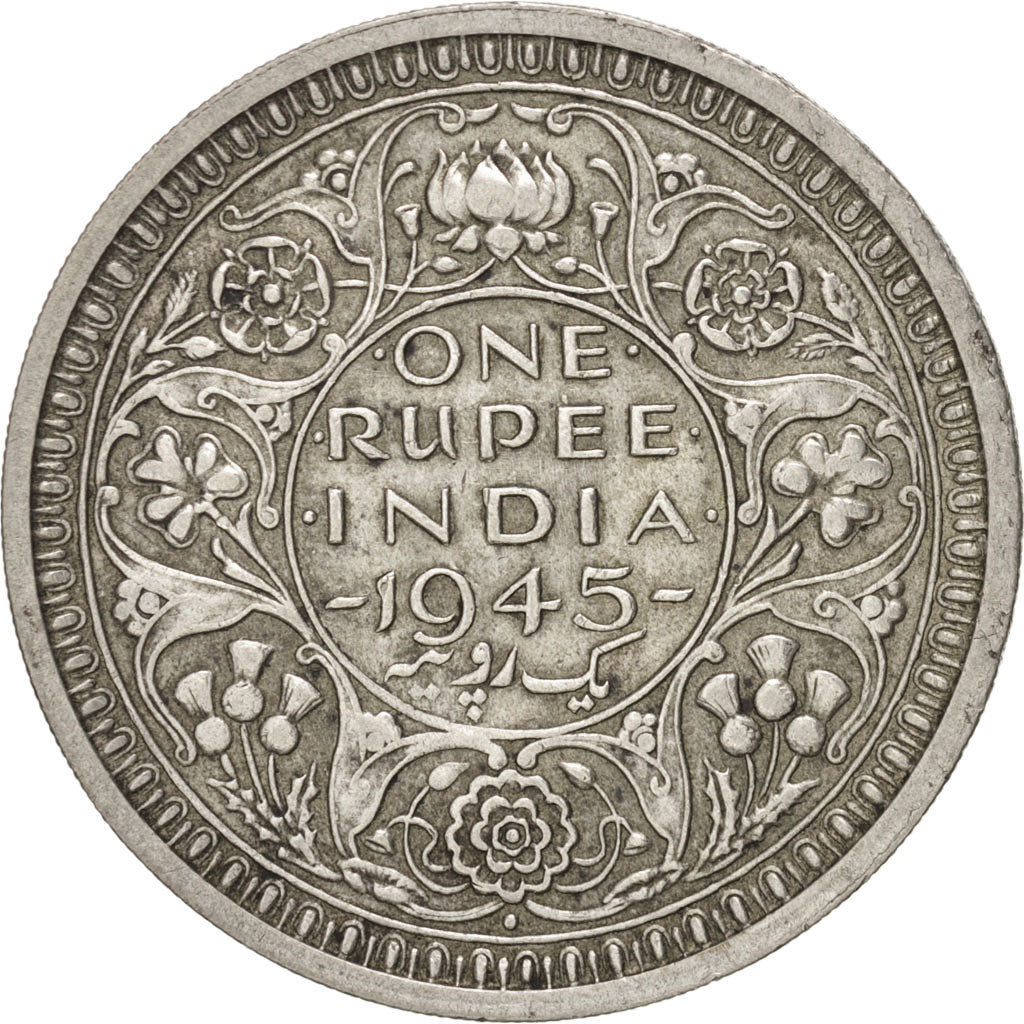 INDIA-BRITISH, George VI, 1 Rupee, 1945, Bombay, Silver, KM:557.1