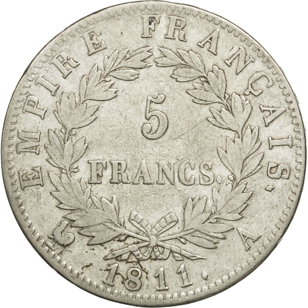 France, Napoléon I, 5 Francs, 1811, Paris, VF(30-35), Silver, KM:694.1