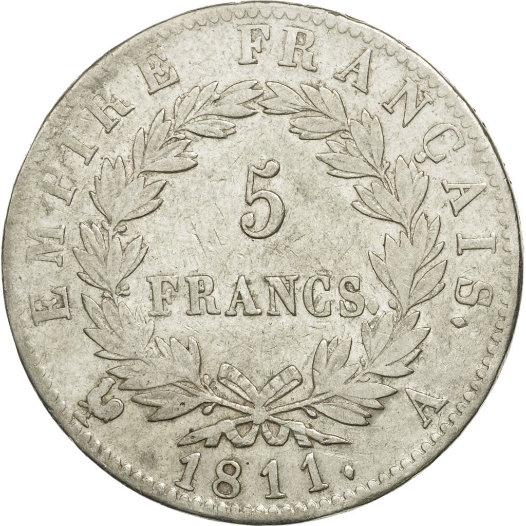 France, Napoléon I, 5 Francs, 1811, Paris, EF(40-45), Silver, KM:694.1