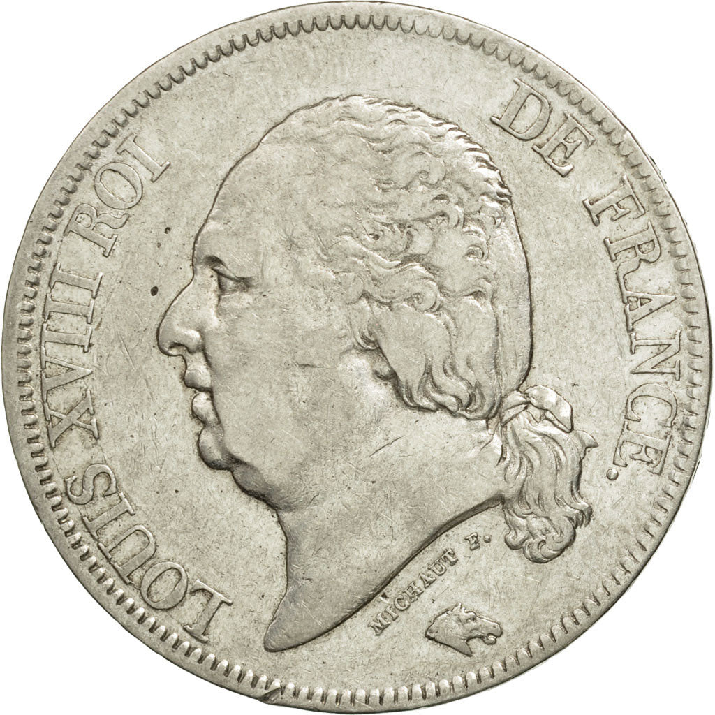 France, Louis XVIII, 5 Francs, 1816, Rouen, VF(30-35), Silver, KM 711.2