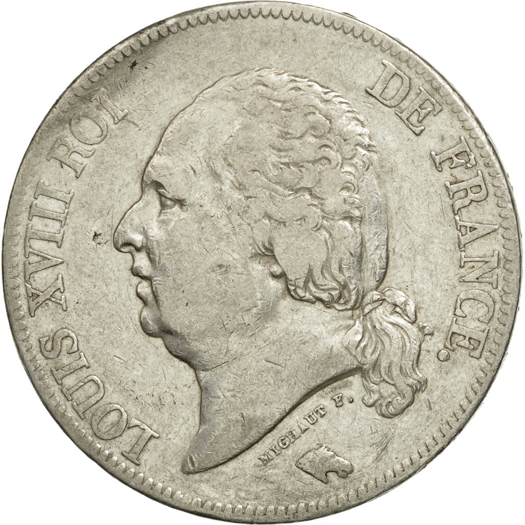France, Louis XVIII, 5 Francs, 1823, Paris, VF(30-35), Silver, KM 711.1