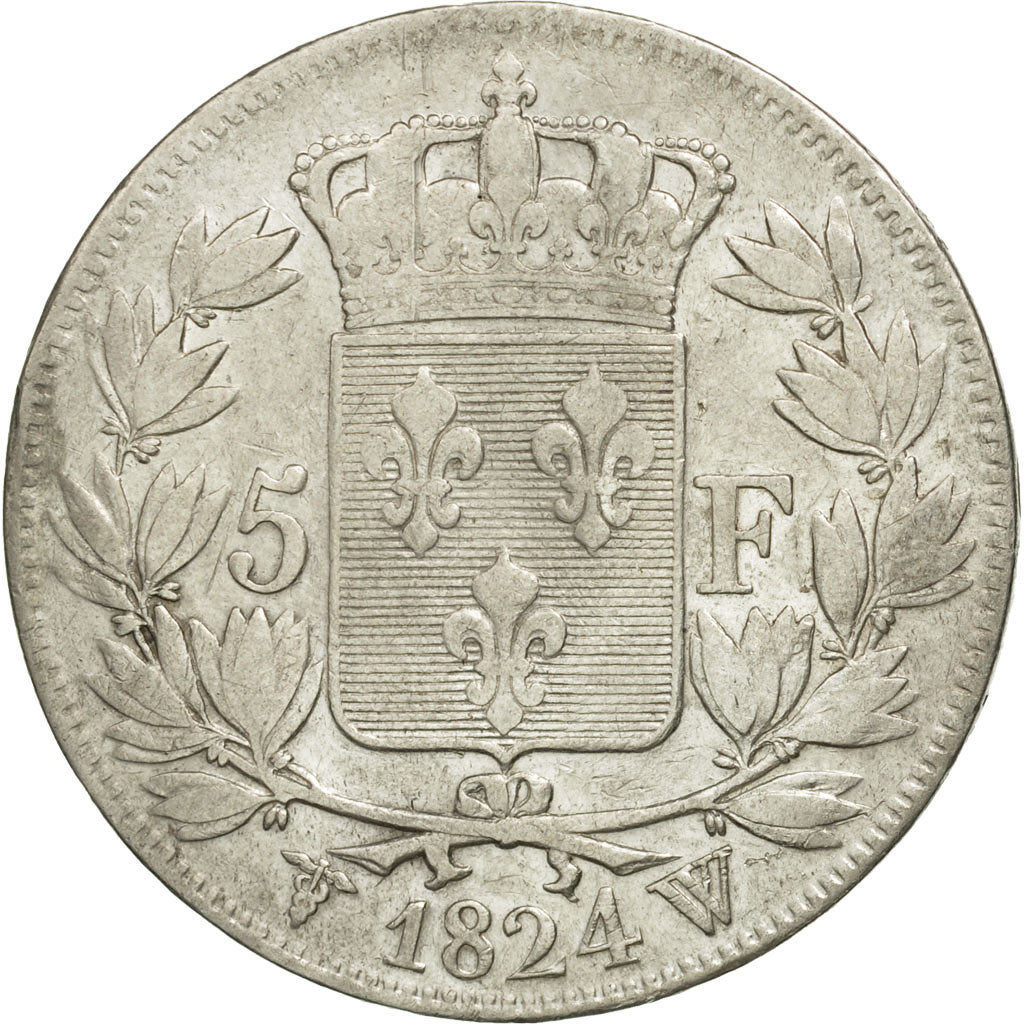 Coin, France, Louis XVIII, Louis XVIII, 5 Francs, 1824, Lille, EF(40-45)