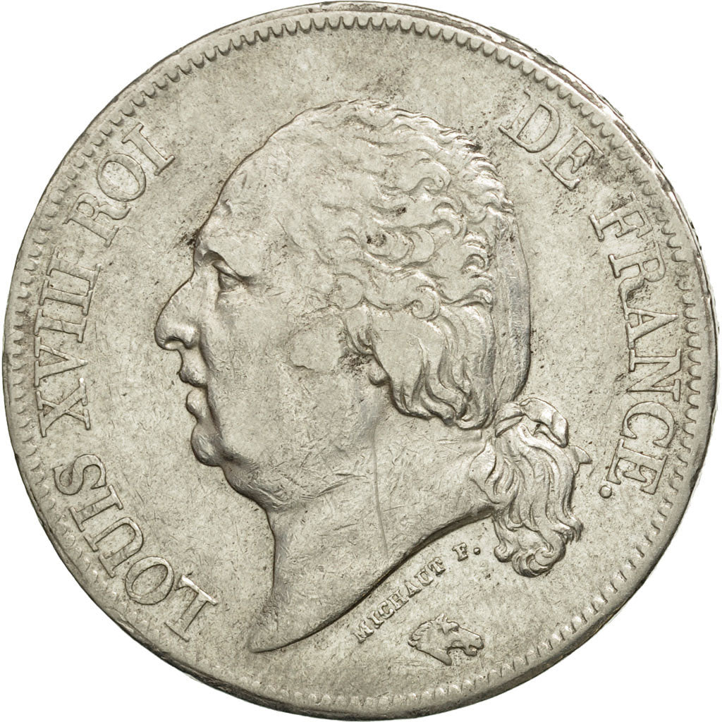 France, Louis XVIII, 5 Francs, 1824, Lille, VF(30-35), Silver, KM 711.13