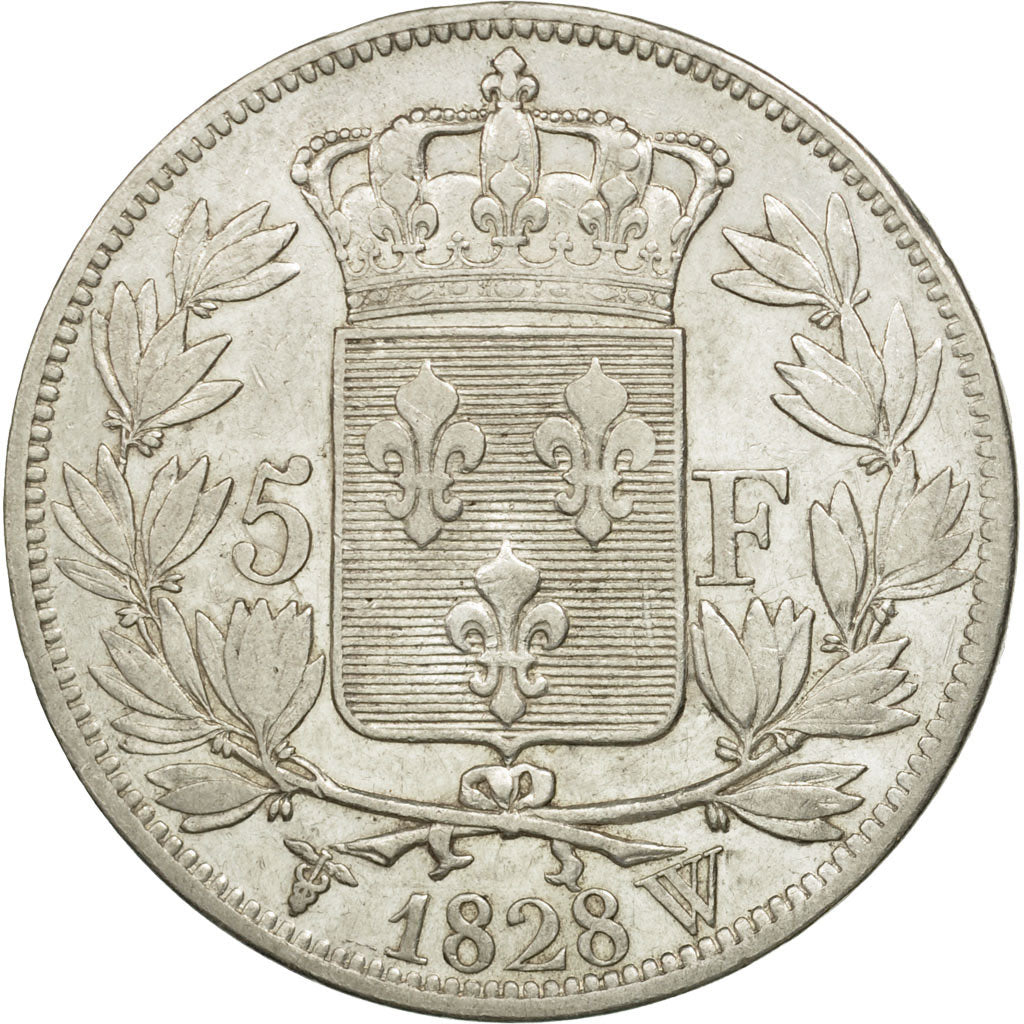 France, Charles X, 5 Francs, 1828, Lille, VF(30-35), Silver, KM:728.13