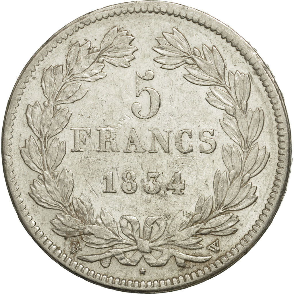 Coin, France, Louis-Philippe, 5 Francs, 1834, Lille, AU(50-53), Silver