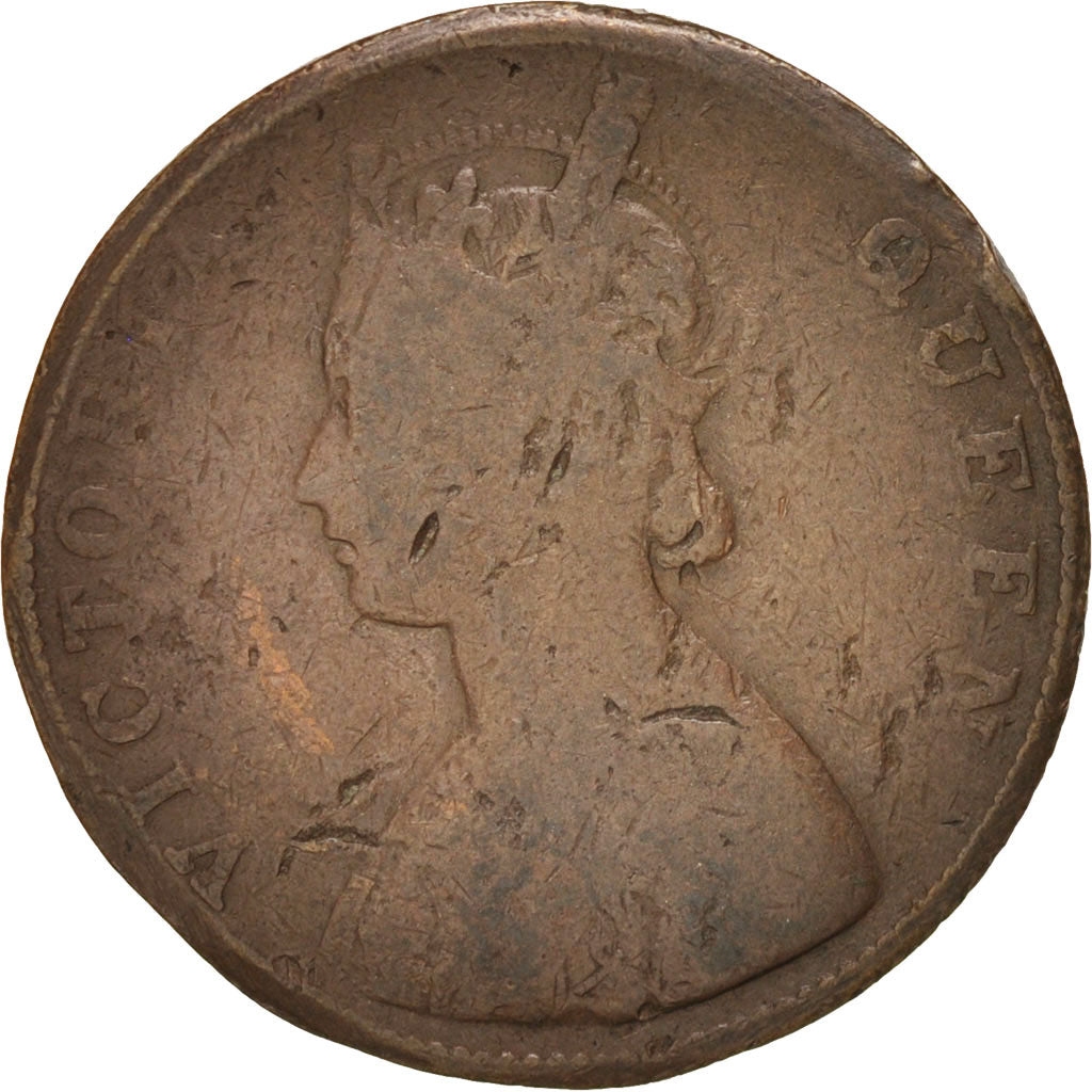 INDIA - BRITANNICA, Victoria, 1/2 Anna, 1862, Calcutta, B, Rame, KM:468