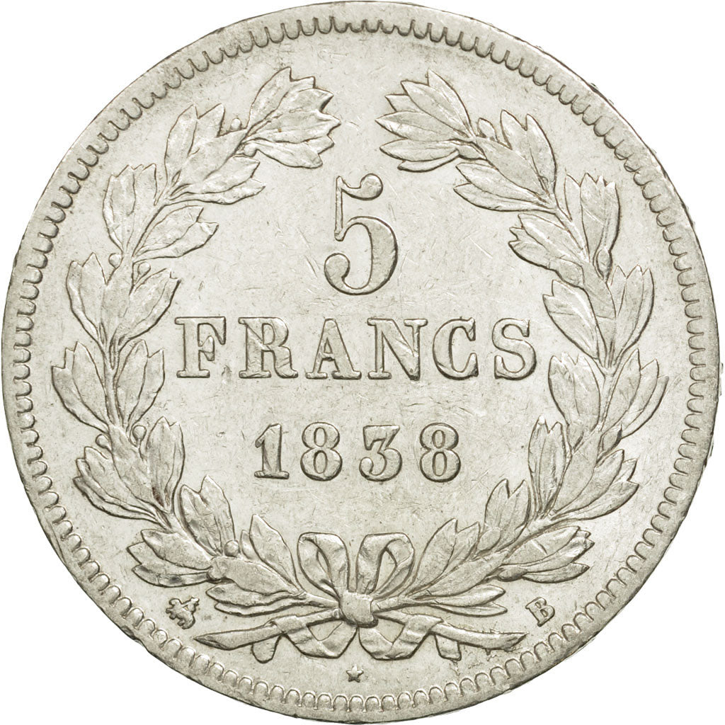 Coin, France, Louis-Philippe, 5 Francs, 1838, Rouen, AU(55-58), Silver