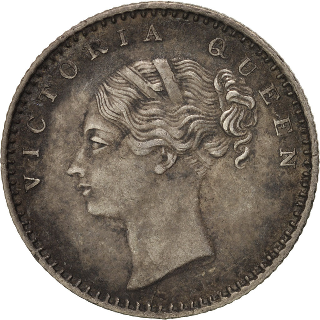 INDIA-BRITISH, 1/4 Rupee, 1840, Calcutta, Silver, KM:453.2