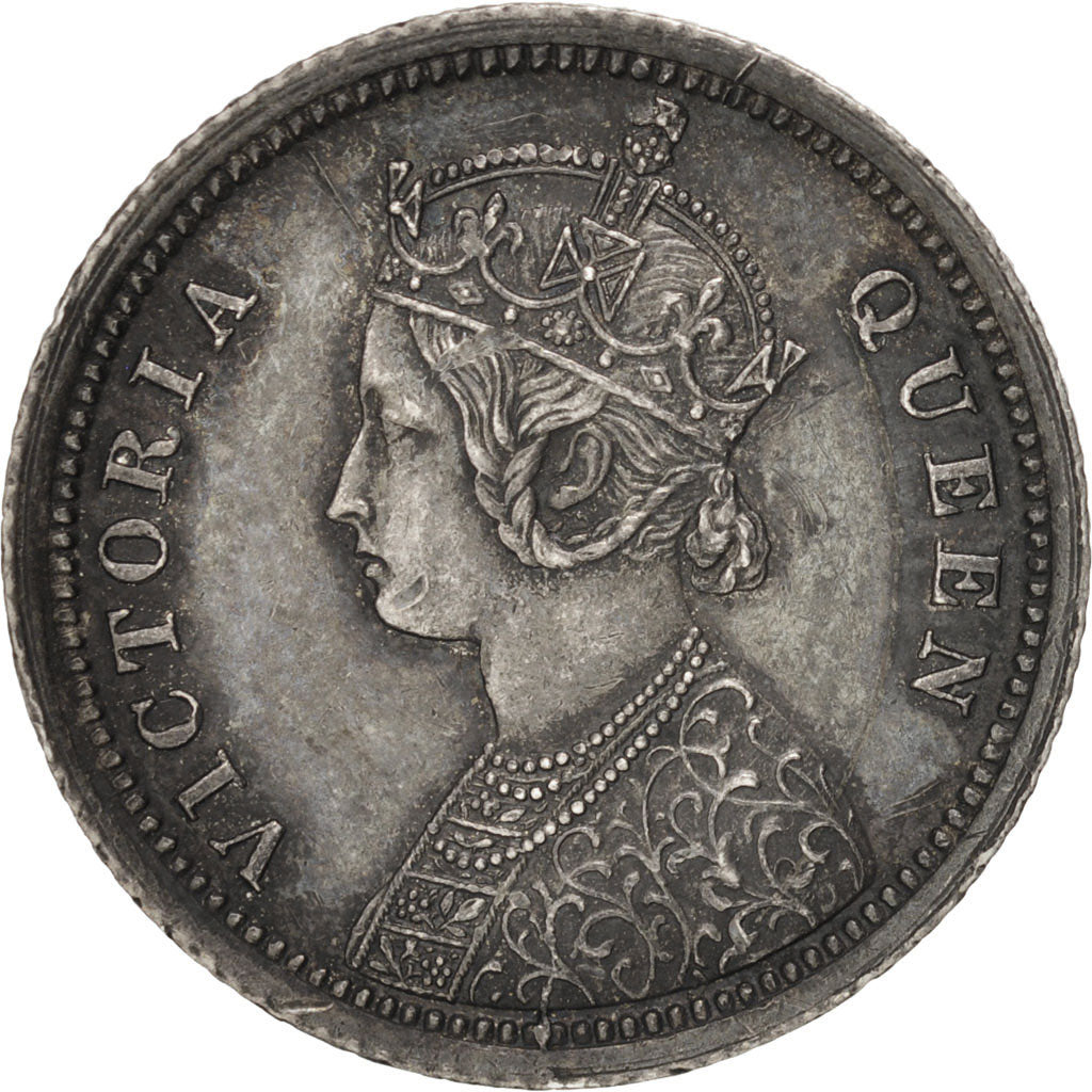 INDIA-BRITISH, Victoria, 1/4 Rupee, 1862, Madras, Silver, KM:470