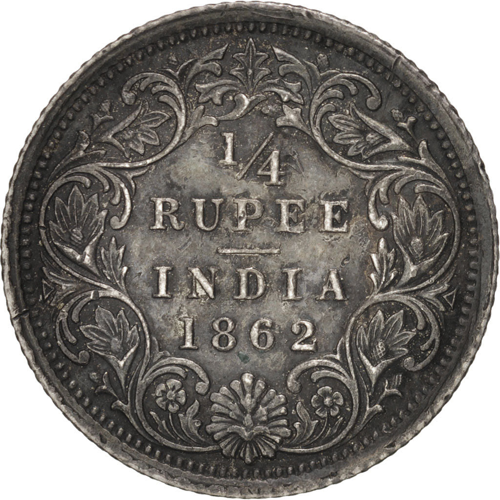 INDIA-BRITISH, Victoria, 1/4 Rupee, 1862, Madras, Silver, KM:470