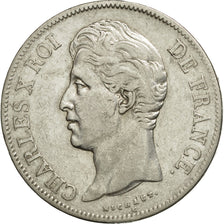 Coin, France, Charles X, 5 Francs, 1827, Paris, VF(30-35), Silver, KM:728.1