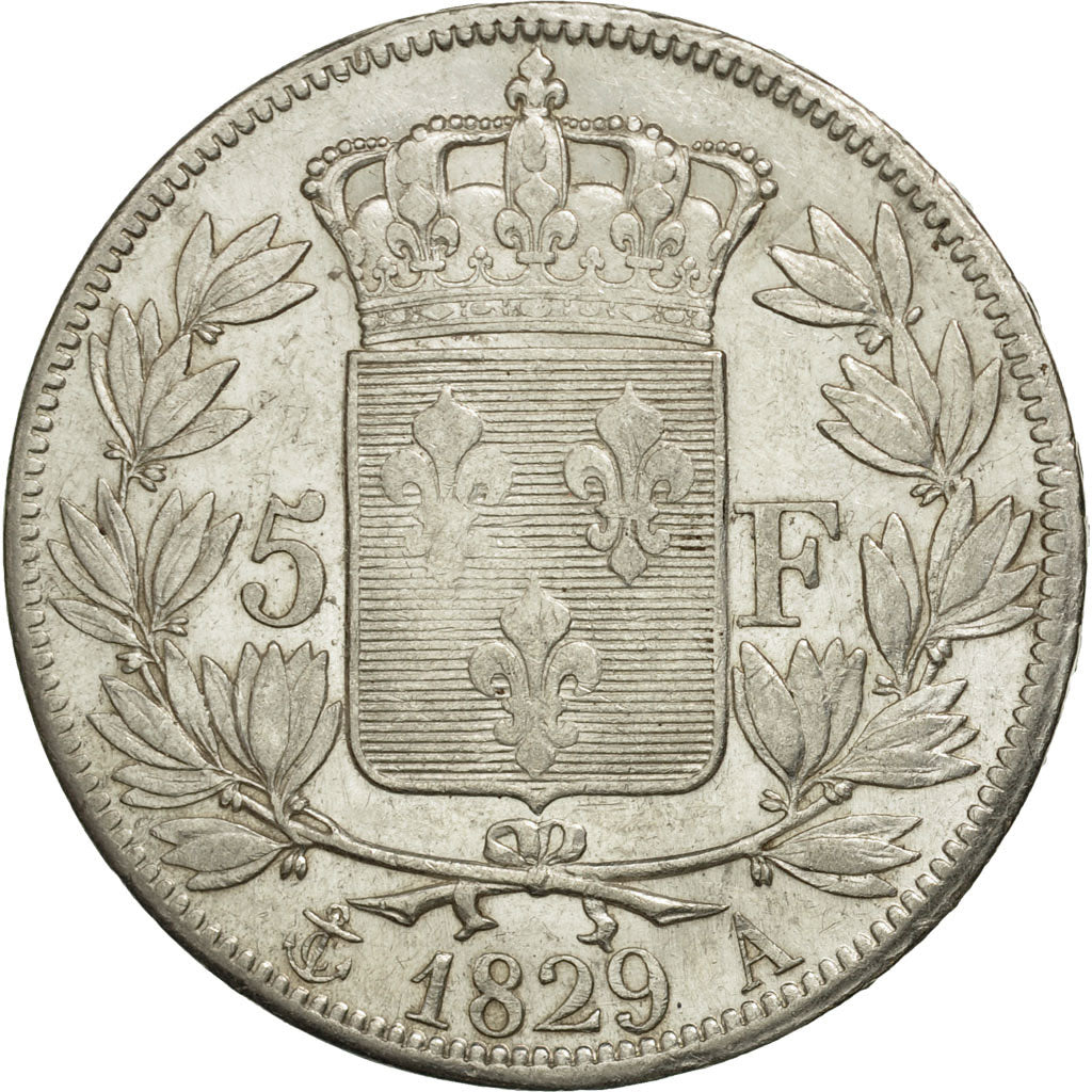 Coin, France, Charles X, 5 Francs, 1829, Paris, VF(30-35), Silver, KM:728.1