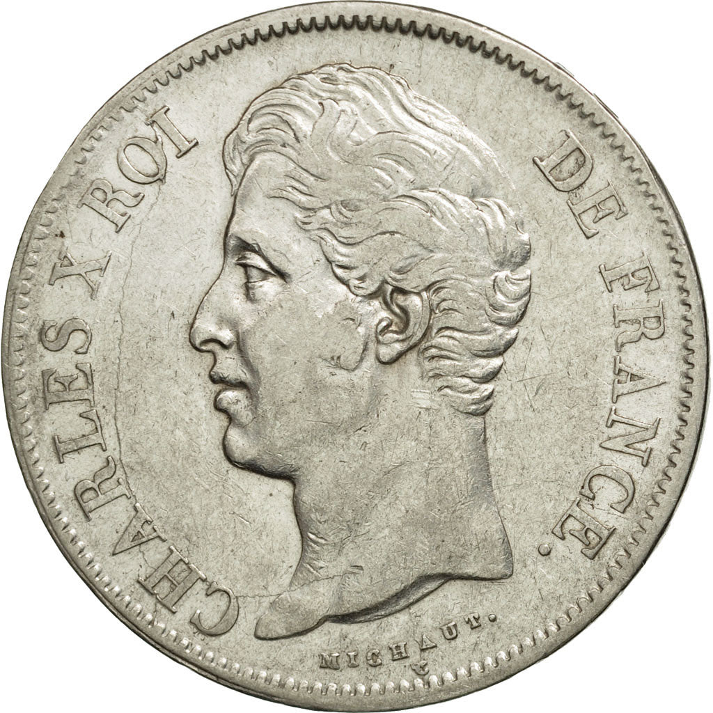 France, Charles X, 5 Francs, 1827, Lille, TTB, Argent, KM:728.13, Gadoury:644