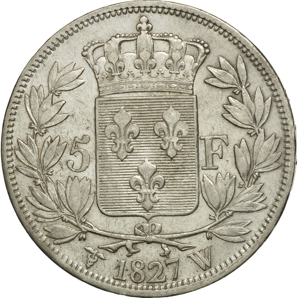 France, Charles X, 5 Francs, 1827, Lille, TTB, Argent, KM:728.13, Gadoury:644