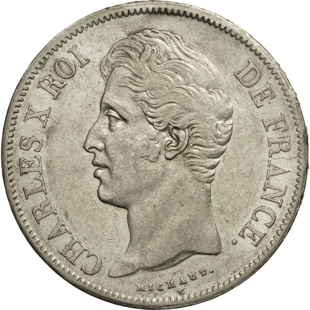 Coin, France, Charles X, 5 Francs, 1828, Lille, EF(40-45), Silver, KM:728.13