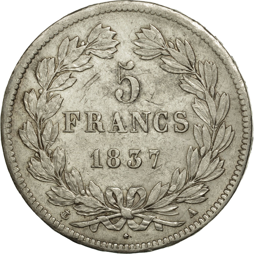 Munten, Frankrijk, Louis-Philippe, 5 Francs, 1837, Paris, ZF+, Zilver, KM:749.1