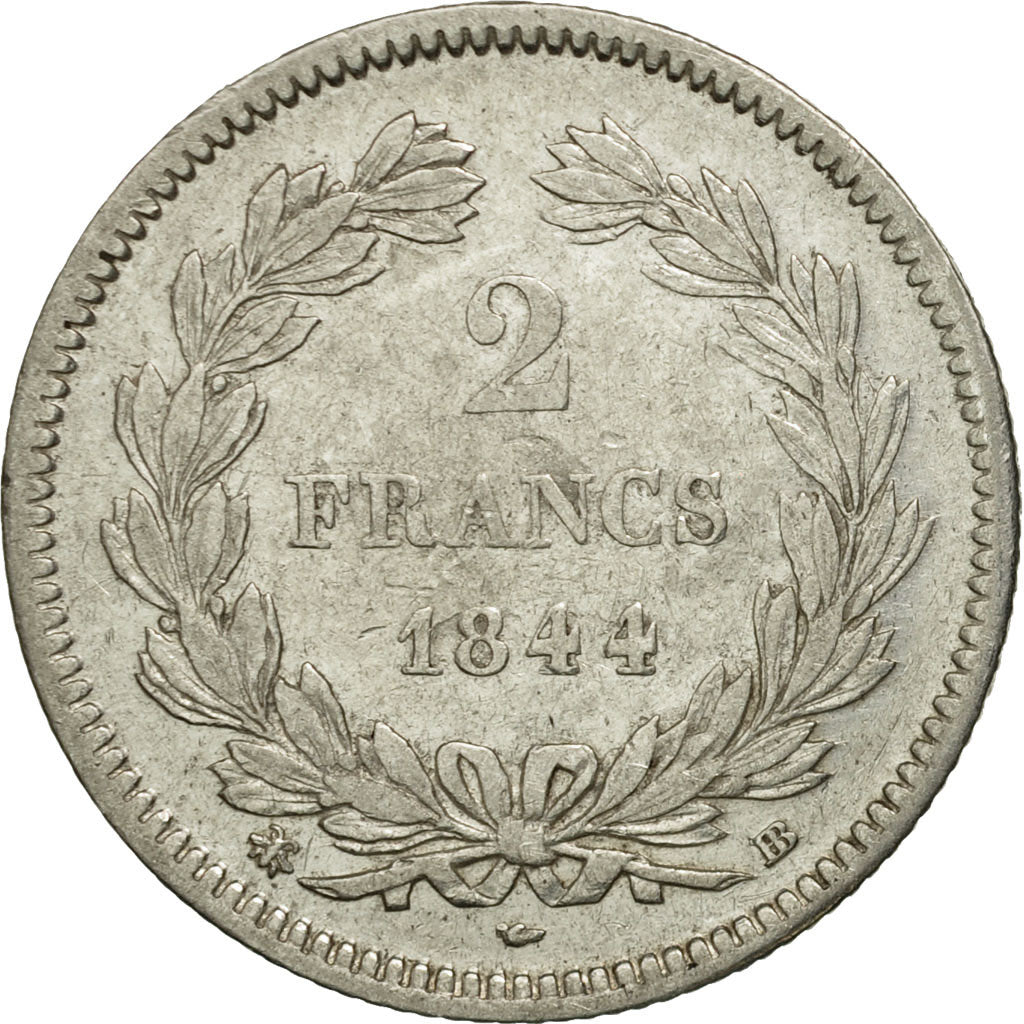 Coin, France, Louis-Philippe, 2 Francs, 1844, Strasbourg, AU(50-53), Silver