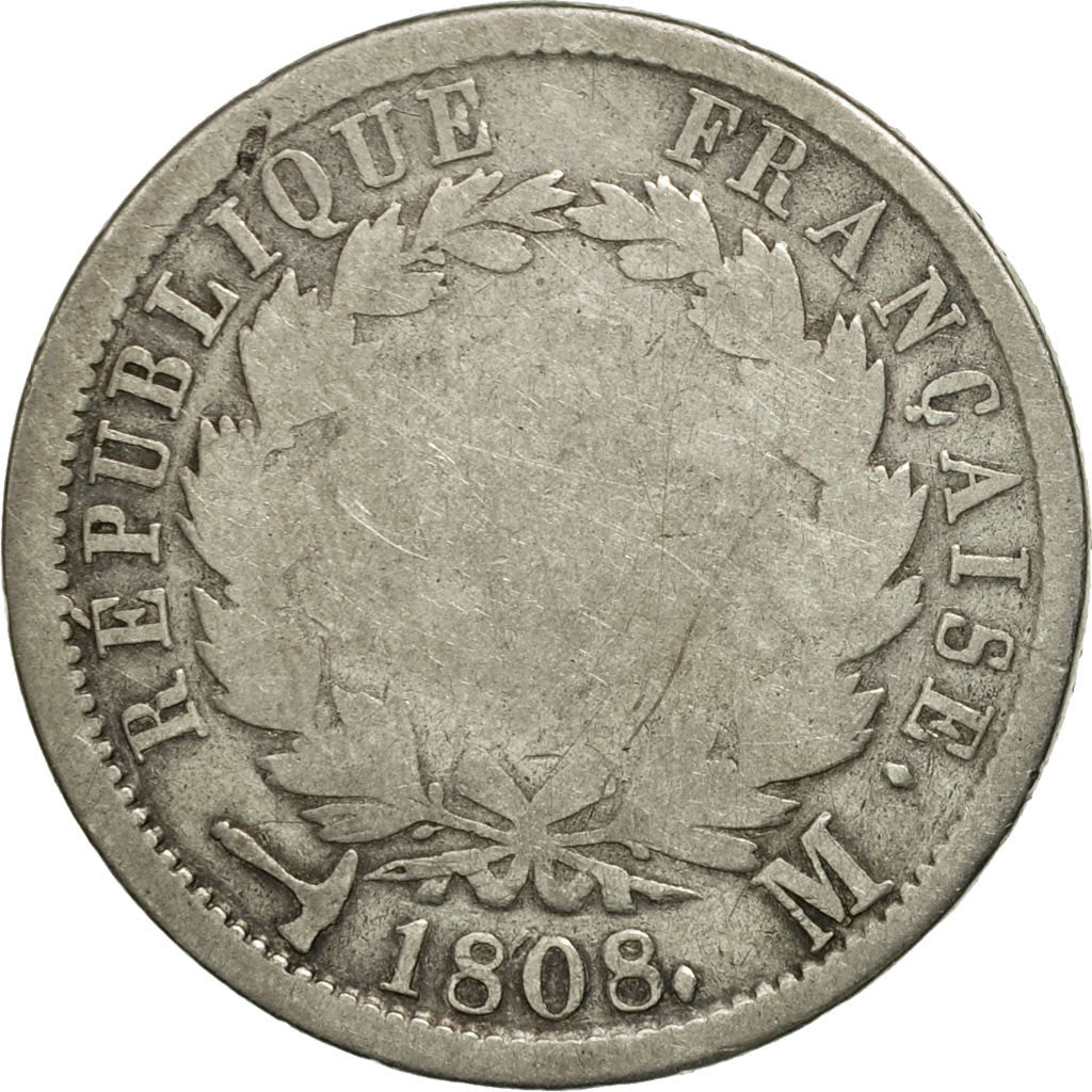 Moneda, Francia, Napoléon I, 2 Francs, 1808, Toulouse, BC, Plata, KM:684.6