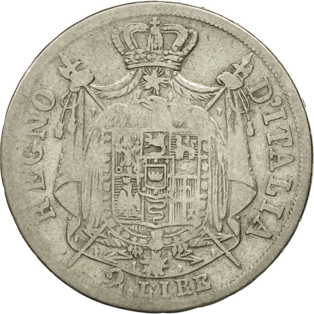 États italiens, KINGDOM OF NAPOLEON, Napoleon I, 2 Lire, 1809, Milan, KM 9.1