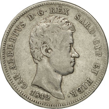 ITALIAN STATES, SARDINIA, Carlo Alberto, 2 Lire, 1842, Torino, KM 135.1