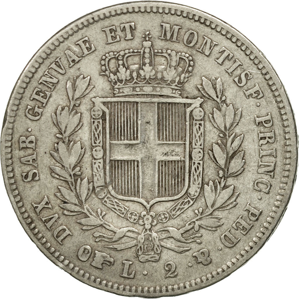 ITALIAN STATES, SARDINIA, Carlo Alberto, 2 Lire, 1842, Torino, KM 135.1