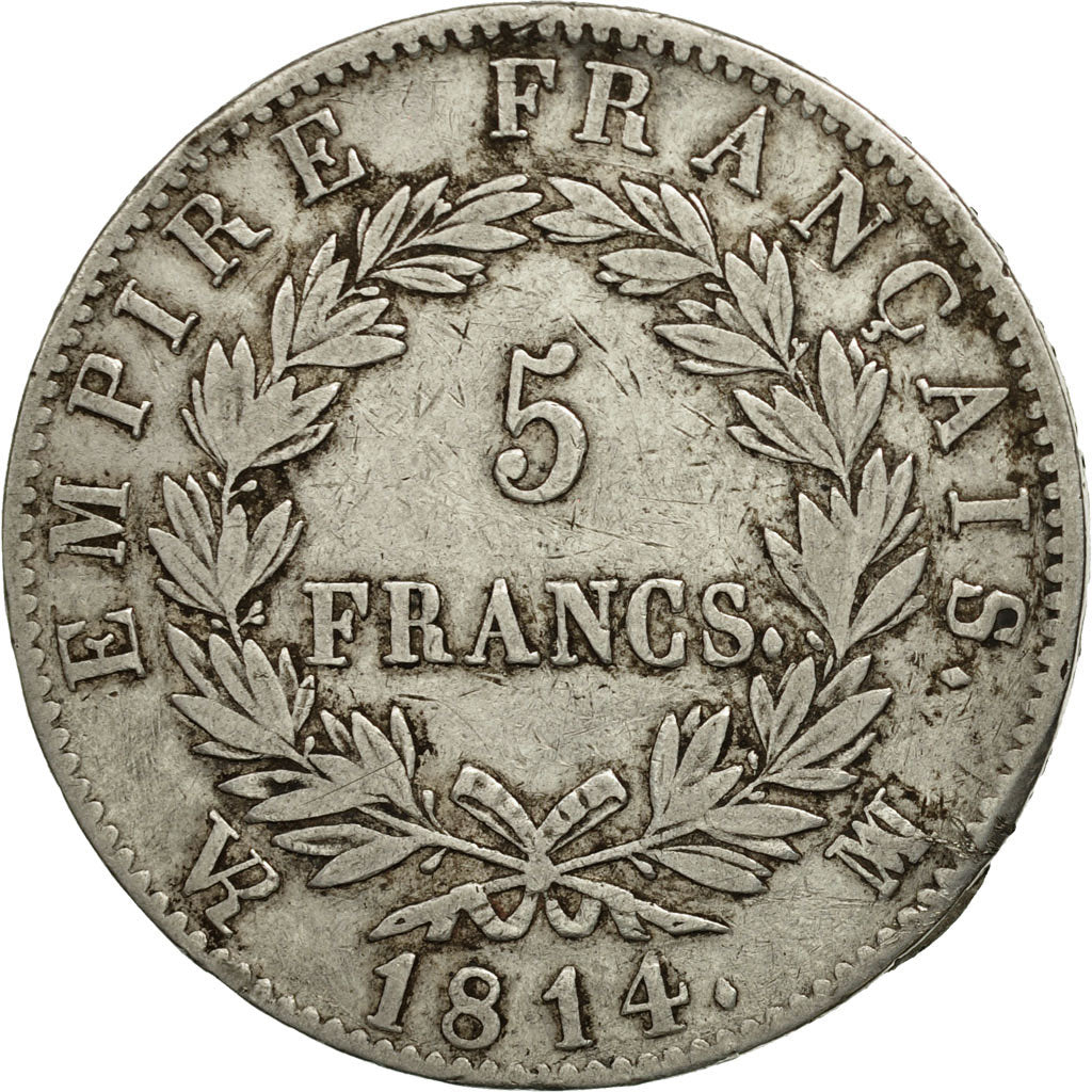 France, Napoléon I, 5 Francs, 1814, Marseille, EF(40-45), Silver, KM:694.11