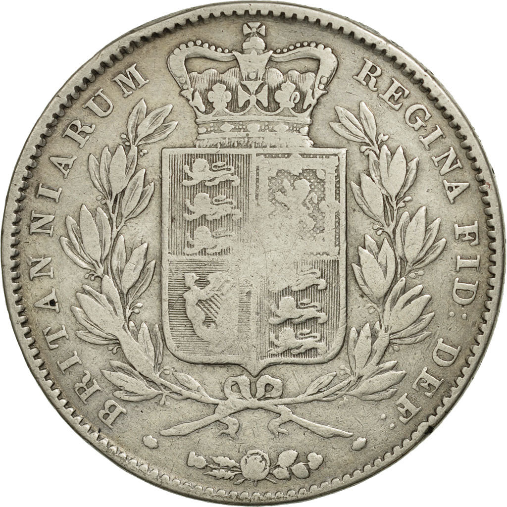 Coin, Great Britain, Victoria, Crown, 1845, VF(20-25), Silver, KM:741