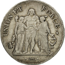 France, Union et Force, 5 Francs, 1801, Bordeaux, VF(30-35), Silver, KM:639.5